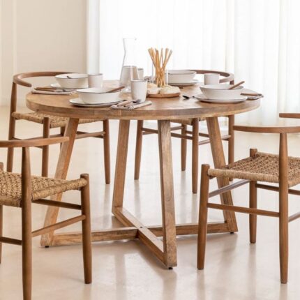 wood dining table with metal legs