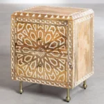 Rosette Wooden Nightstand With Metal Legs - Image 13