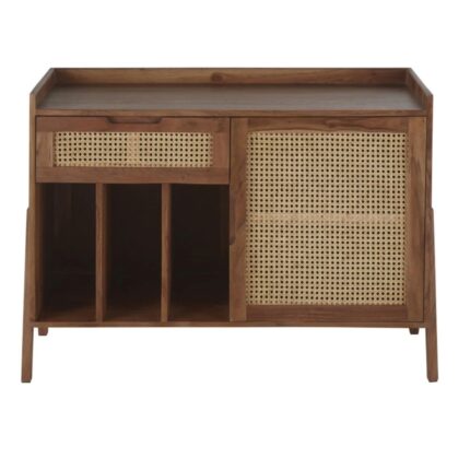 Solid Wood Desk With Rattan