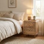Rosette Wooden Nightstand With Metal Legs - Image 3