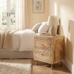 Rosette Wooden Nightstand With Metal Legs - Image 4
