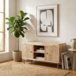 Hand Carved Mango Wood TV Cabinet – Rosette - Image 4