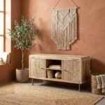 Hand Carved Mango Wood TV Cabinet – Rosette - Image 3