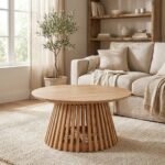 Miami Round Wooden Coffee Table (Solid Wood) - Image 2