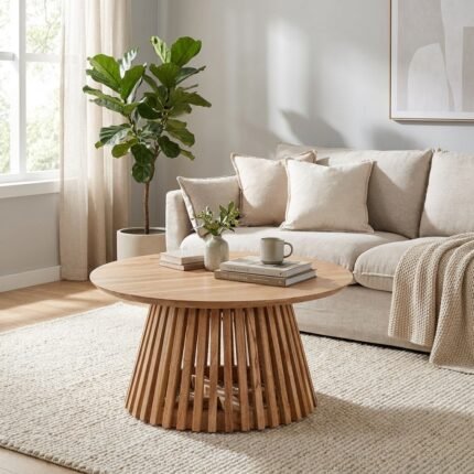 Miami Round Wooden Coffee Table (Solid Wood)