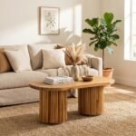 Salvador Oval Wood Coffee Table (Solid Wood) - Image 3