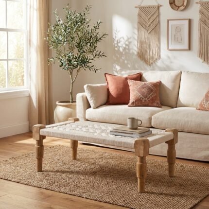 Cuna Style Wooden Coffee Table (Solid Wood)
