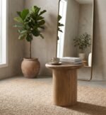 Cylindrical Wooden Side Table (Solid Wood)