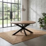 Olivia Oval Wood Table With Metal Legs (Solid Wood ) - Image 4