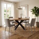 Olivia Oval Wood Table With Metal Legs (Solid Wood ) - Image 3