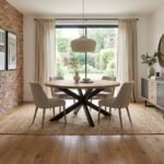 Olivia Oval Wood Table With Metal Legs (Solid Wood )