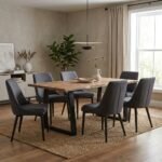 Vincent Rectangular Dining Table with Metal Legs (Solid Wood)