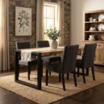 Rectangular Wooden Dining Table (160x90 cm) with Metal Accents - Image 4