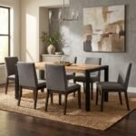 Rectangular Wooden Dining Table (160x90 cm) with Metal Accents - Image 5