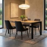 Rectangular Wooden Dining Table (160x90 cm) with Metal Accents - Image 3