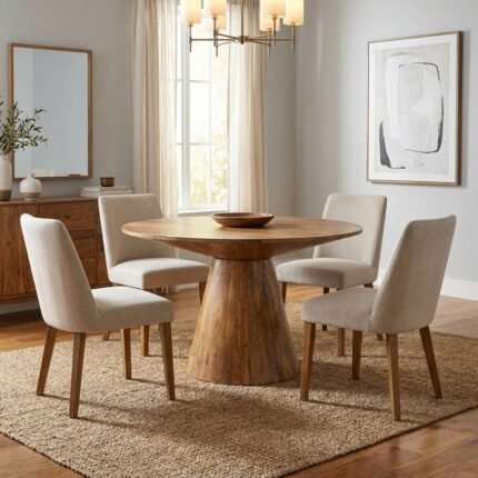 Slatina Mango Wood Round Table (Ø120 cm) (Solid Wood)