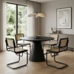 Arges Round Black Dining Table (Ø120 cm) (Black Wood) - Image 4