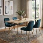 Douve Rectangular Wooden Dining (Solid Wood & metal Legs)