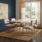 Douve Rectangular Wooden Dining (Solid Wood & metal Legs) - Image 3