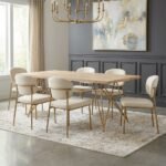 Douve Rectangular Wooden Dining (Solid Wood & metal Legs)