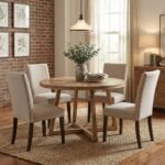 Venosa Round Wooden Dining Table With Metal Legs (Solid Wood) - Image 3