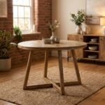 Venosa Round Wooden Dining Table With Metal Legs (Solid Wood) - Image 4