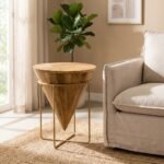 Sami Cone Center Coffee Table Wood with metal legs - Image 3
