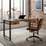 Florida Industrial Furniture Desk metal with (Solid Wood)