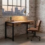 Florida Industrial Furniture Desk metal with (Solid Wood) - Image 3