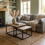 Set of 2 Wooden Nesting Coffee Tables (Solid Wood & metal legs) - Image 4