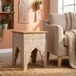 Heat Honey Brown Wood Tone Antique Side Table - Image 2