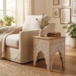 Heat Honey Brown Wood Tone Antique Side Table - Image 4