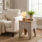 Heat Honey Brown Wood Tone Antique Side Table