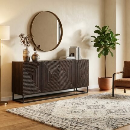 Kinshasa Retro Solid Mango Wood Sideboard (Solid Black Wood)