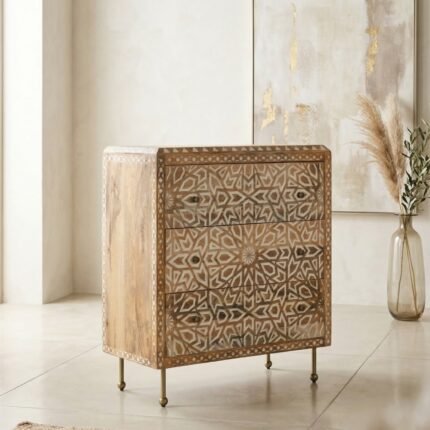 Stella Hand-Carved Wooden Chest of Drawers (Solid Wood)