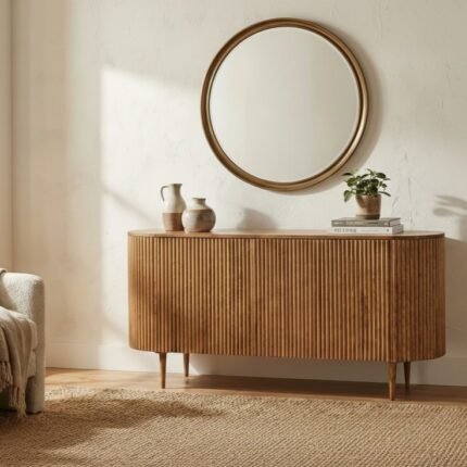 Attic Wooden Handicraft Sideboard (Solid Wood)