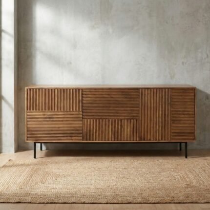 Carroway Ribbed Hazelnut Brown Sideboard