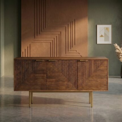 Industrial Mango Wood Sideboard with Metal Legs