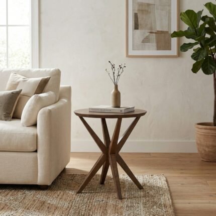 Facile Round Wooden Side Table