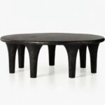 Round Wooden Coffee Table in Raw Black
