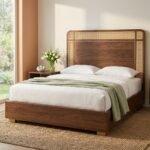 Pluribus Solid Wood King Size Bed Solid Wood with cane