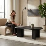 Black Crescent Coffee table (Solid Wood)