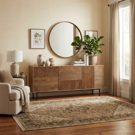 Carroway Ribbed Hazelnut Brown Sideboard