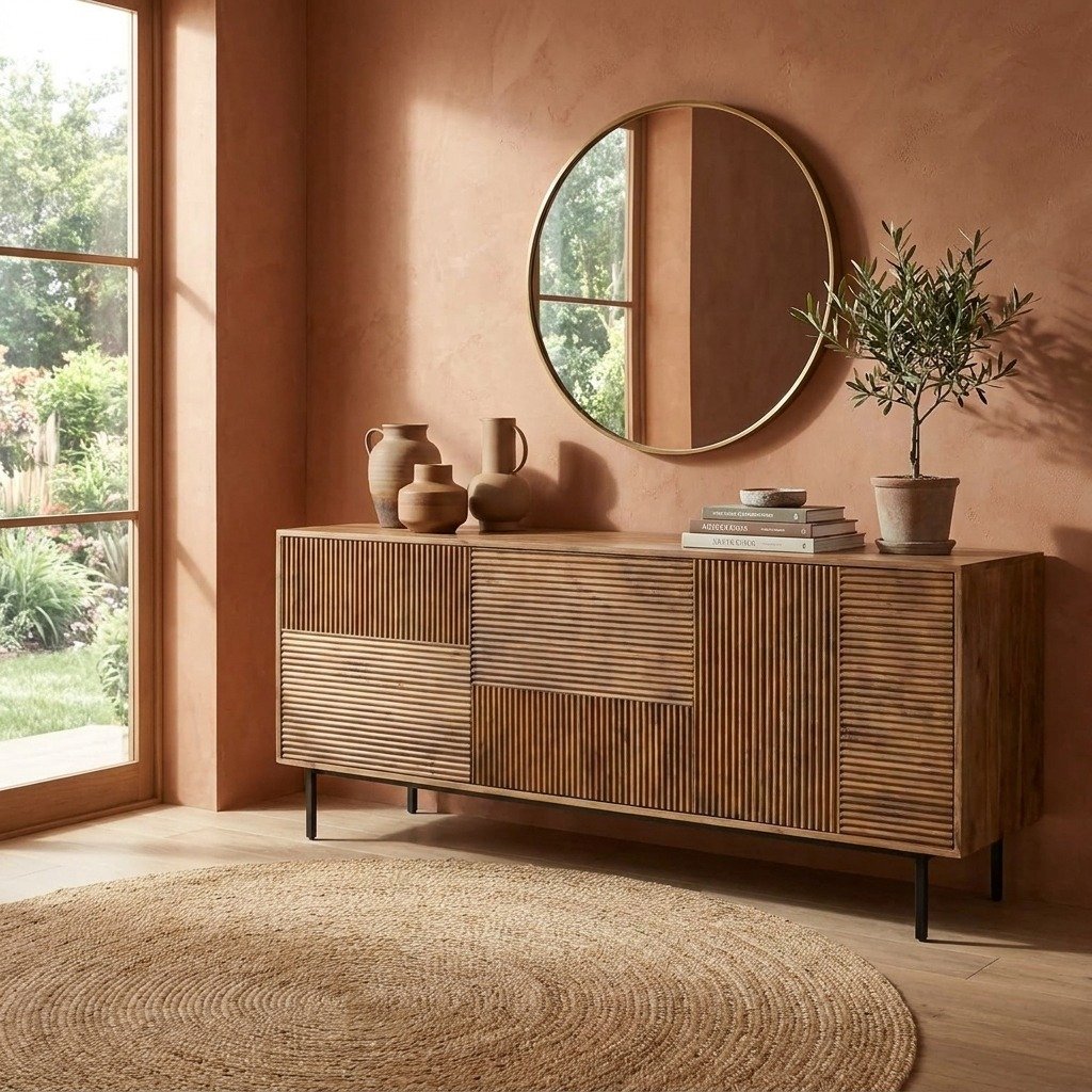 Carroway Ribbed Hazelnut Brown Sideboard Carroway Ribbed Hazelnut Brown Sideboard