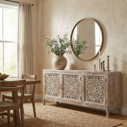 Dex Striado Hand Carved Sideboard (Solid Wood)