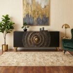 GOLDEN SUNSET HANDCRAFTED BLACK WOODEN SIDEBOARD - Image 2