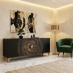 GOLDEN SUNSET HANDCRAFTED BLACK WOODEN SIDEBOARD - Image 4