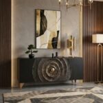 GOLDEN SUNSET HANDCRAFTED BLACK WOODEN SIDEBOARD