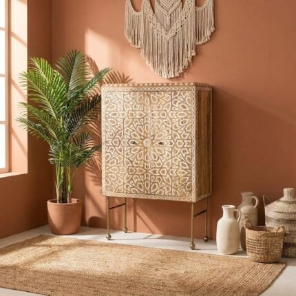 Modern Hand - Carved Solid Wood Wardrobe (Solid Wood)