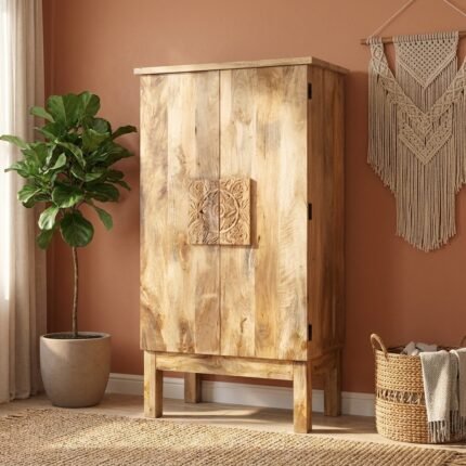 PRITI Accent Cabinet (Solid Wood with iron Legs)